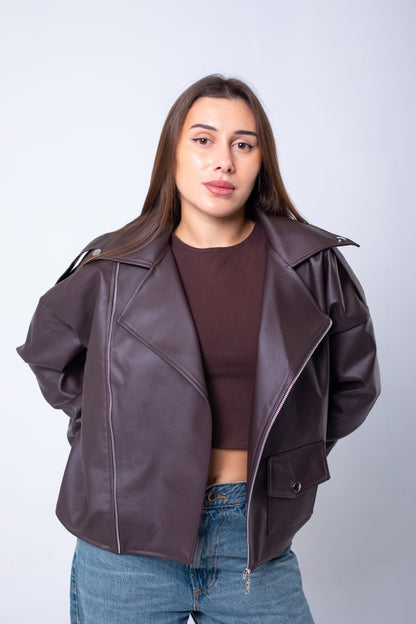 OverSized Brown Leather Jacket