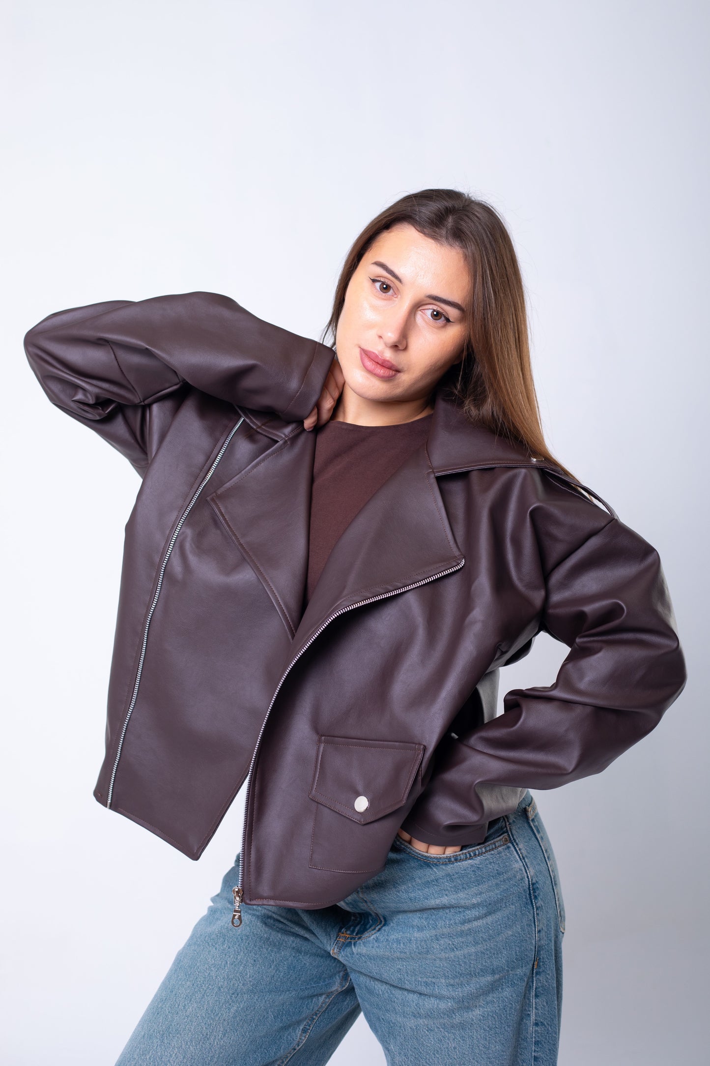 OverSized Brown Leather Jacket