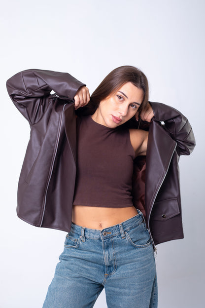OverSized Brown Leather Jacket